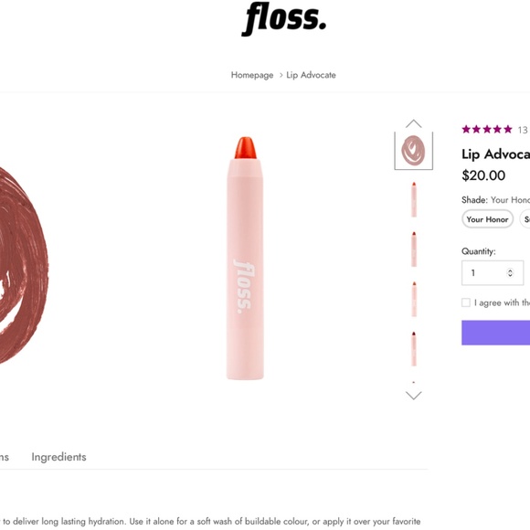 Floss Beauty "Your Honor" lip tint - Picture 5 of 6